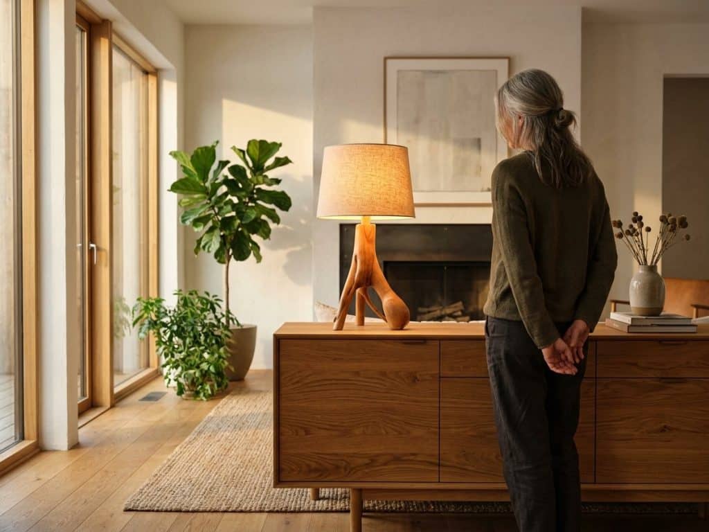lampe en bois naturel